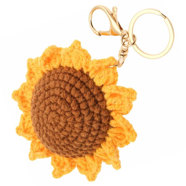 SUNFLOWER CROCHET KNIT KEYCHAIN