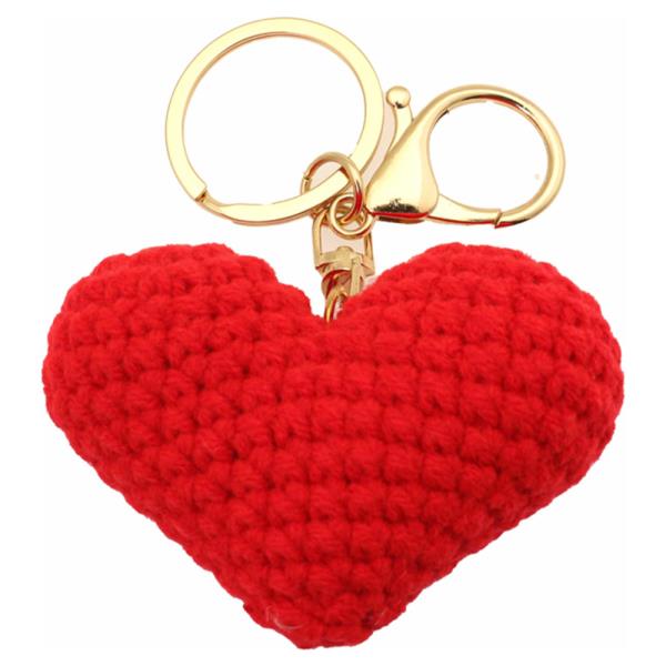 HEART CROCHET KNIT KEYCHAIN