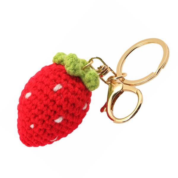 STRAWBERRY CROCHET KNIT KEYCHAIN