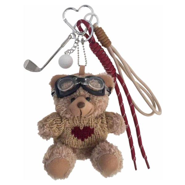 TEDDY BEAR HEART CROCHET KNIT SWEATER ROPE AND GOLF KEYCHAIN