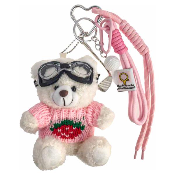 TEDDY STRAWBERRY CROCHET KNIT SWEATER ROPE AND GOLF KEYCHAIN