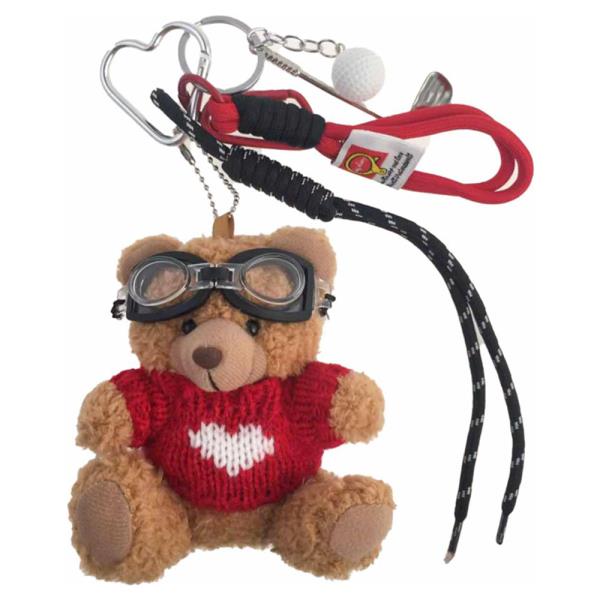 TEDDY BEAR HEART CROCHET KNIT SWEATER ROPE AND GOLF KEYCHAIN