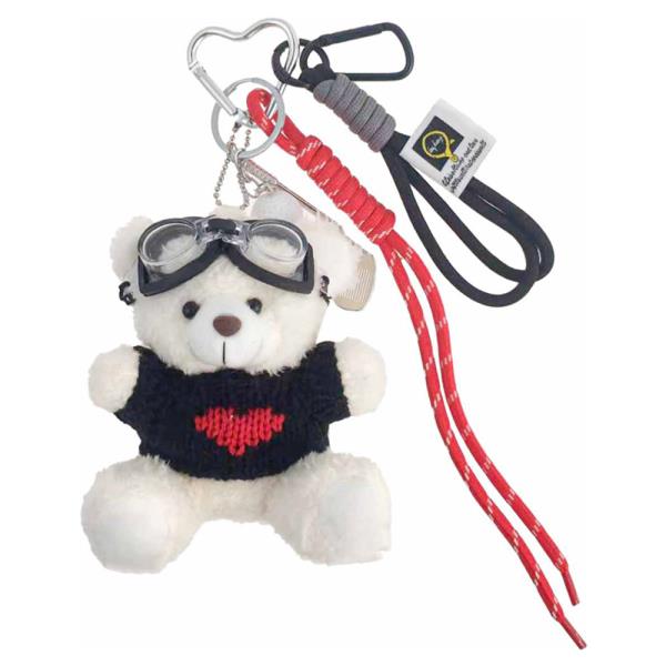 TEDDY BEAR HEART CROCHET KNIT SWEATER ROPE KEYCHAIN