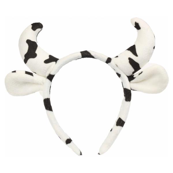 PLUSH COW PRINT HORN EAR HEADBAND