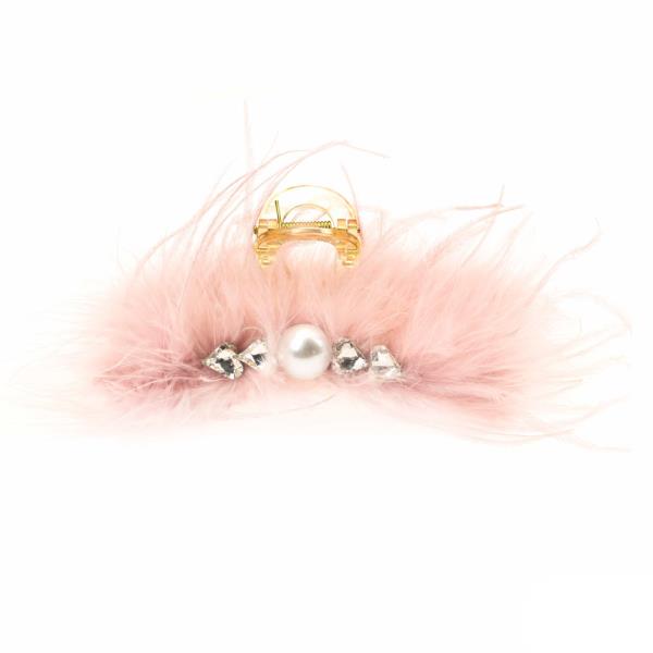 FEATHERY PEARL HEART HAIR CLAW CLIP