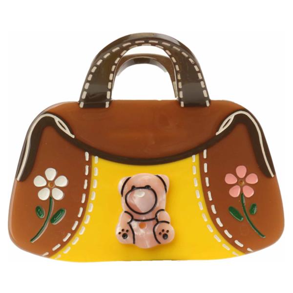 FLOWER BEAR PURSE HAIR CLAW CLIP