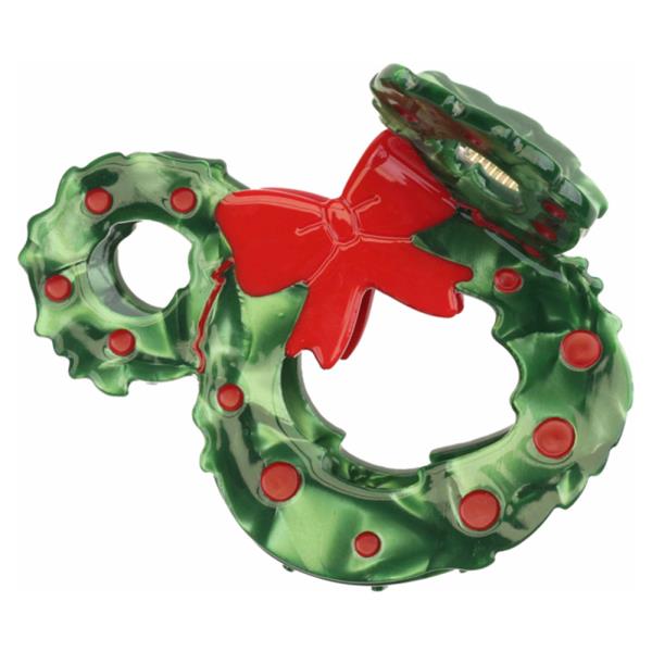 CHRISTMAS WREATH BOW HAIR CLAW CLIP