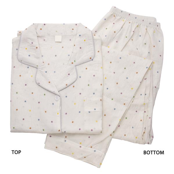 POLKA DOT PATTERN SHORT SLEEVE SHIRT WITH PANTS 2 PC PAJAMA SET