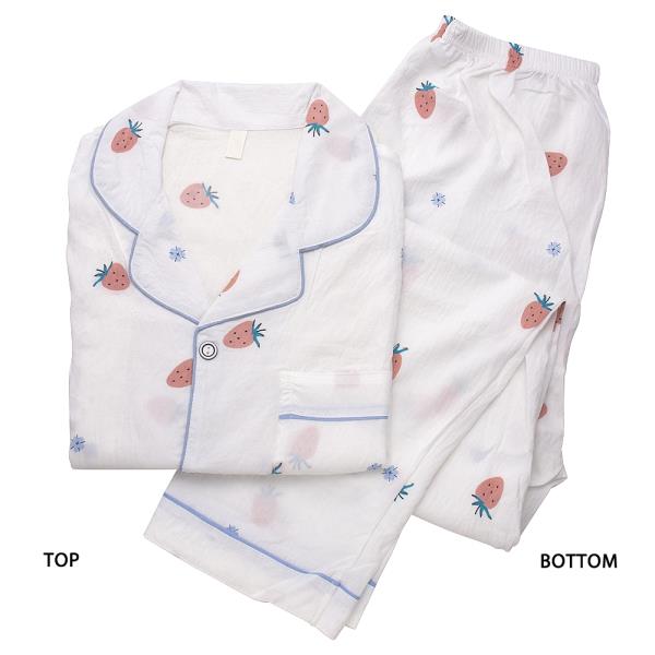 STRAWBERRY PATTERN SHORT SLEEVE SHIRT WITH PANTS 2 PC PAJAMA SET