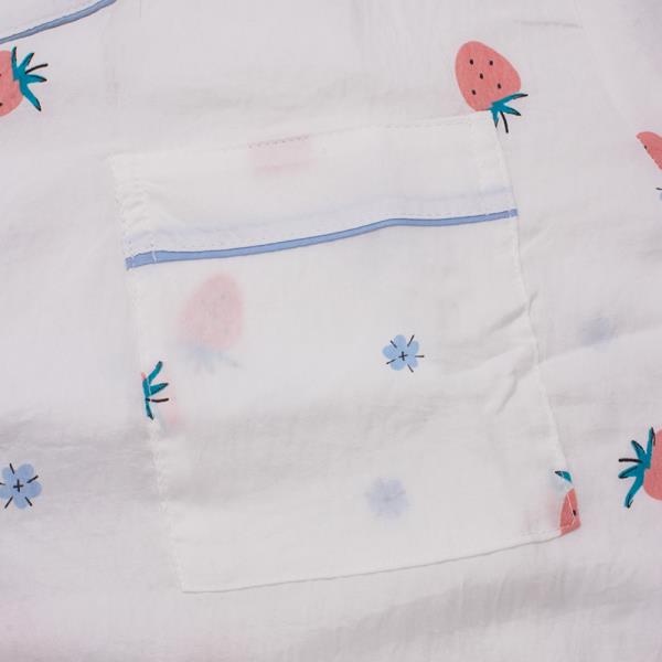 STRAWBERRY PATTERN SHORT SLEEVE SHIRT WITH PANTS 2 PC PAJAMA SET