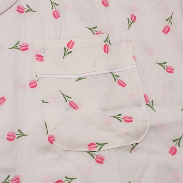 TULIP PATTERN SHORT SLEEVE SHIRT WITH PANTS 2 PC PAJAMA SET