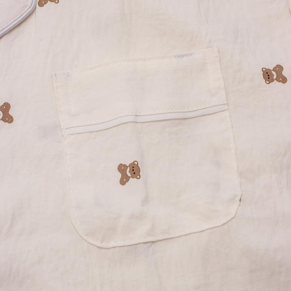 TEDDY BEAR PATTERN SHORT SLEEVE SHIRT WITH PANTS 2 PC PAJAMA SET