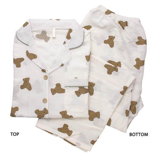 TEDDY BEAR PATTERN SHORT SLEEVE SHIRT WITH PANTS 2 PC PAJAMA SET