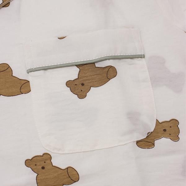 TEDDY BEAR PATTERN SHORT SLEEVE SHIRT WITH PANTS 2 PC PAJAMA SET