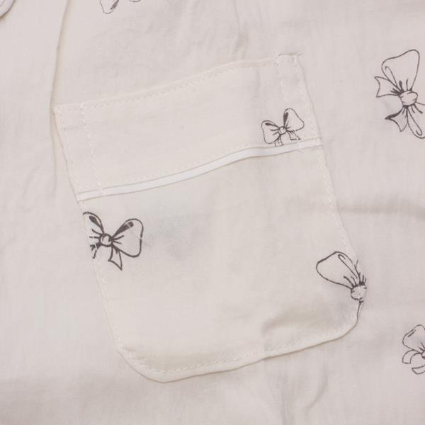 BOW PATTERN SHORT SLEEVE SHIRT WITH PANTS 2 PC PAJAMA SET