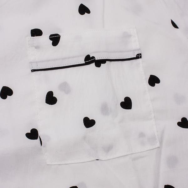 BLACK HEART PATTERN SHORT SLEEVE SHIRT WITH PANTS 2 PC PAJAMA SET