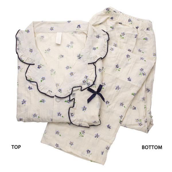 FLOWER PATTERN SHORT SLEEVE SHIRT WITH PANTS 2 PC PAJAMA SET