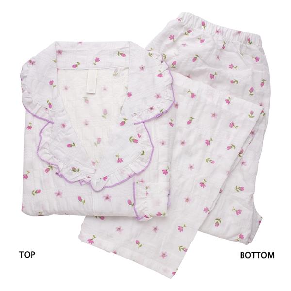 FLOWER PATTERN SHORT SLEEVE SHIRT WITH PANTS 2 PC PAJAMA SET