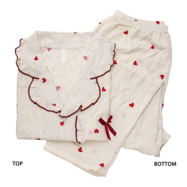 HEART PATTERN SHORT SLEEVE SHIRT WITH PANTS 2 PC PAJAMA SET