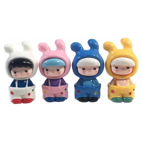 CUTE OVERALLS DOLLY DESKTOP FIGURINES 4 PC SET