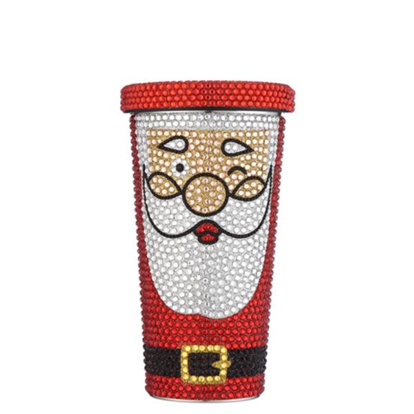 CHRISTMAS RHINESTONE SANTA HANDLE TUMBLER CUP