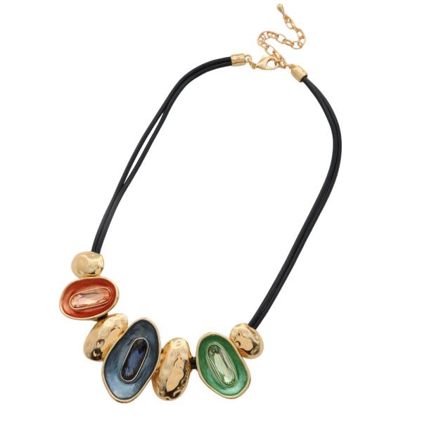 COLORFUL BEAD METAL NECKLACE