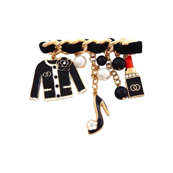 LIPSTICK, JACKET AND HIGH HEEL THEME CHARM BROOCH
