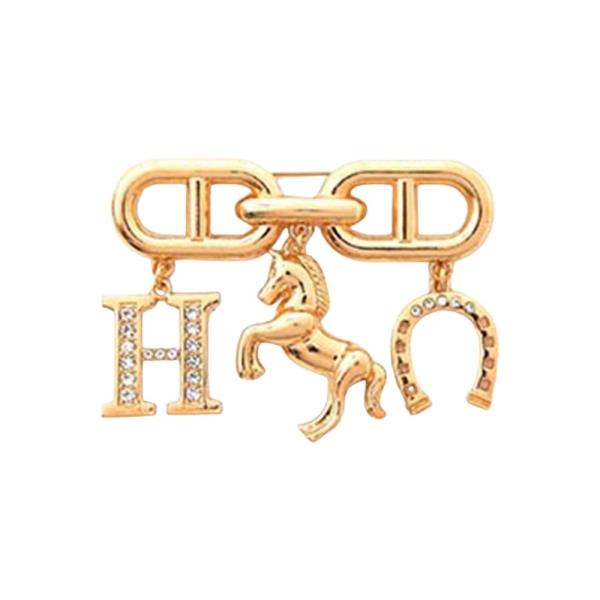 HORSE AND HORSESHOE THEME BROOCH