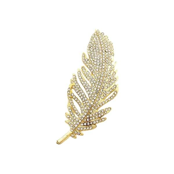 RHINESTONE FEATHER BROOCH PIN
