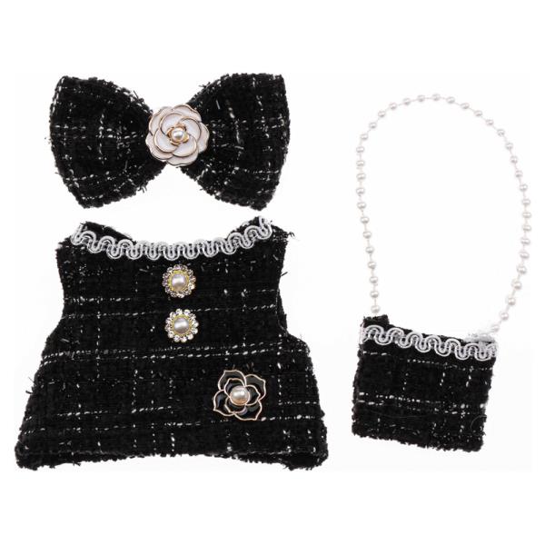 MINI DOLL BLACK AND WHITE RIBBON DRESS CROSSBODY BAG OUTFIT SET