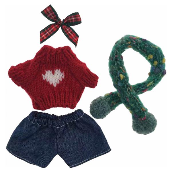 MINI DOLL KNITTED SWEATER AND SHORT OUTFIT SET