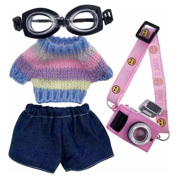 MINI DOLL GOGGLE KNIT SWEATER CAMERA BAG OUTFIT SET
