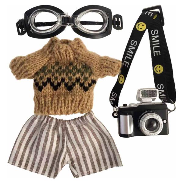 MINI DOLL GOGGLE KNIT SWEATER CAMERA BAG OUTFIT SET