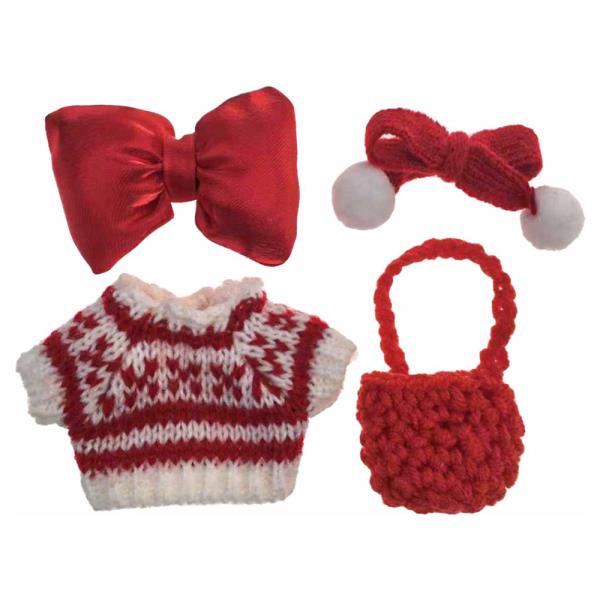 MINI DOLL BOW ACCENT KNIT TOP MATCHING HAIRBAND CROCHET BAG OUTFIT SET