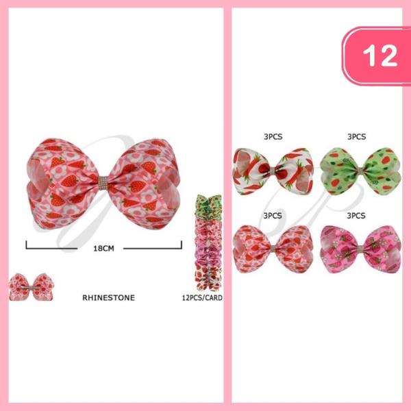 FRUIT RIBBON HAIR BOW (12 UNITS)