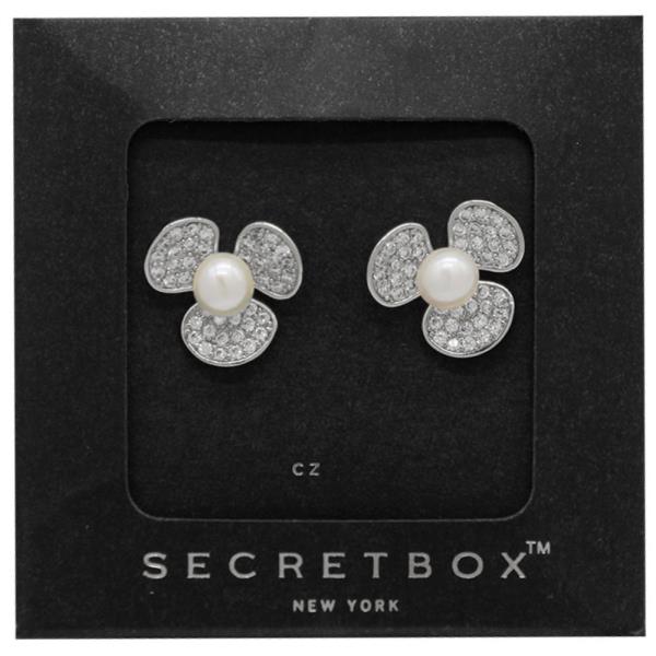 SECRET BOX 14K GOLD DIPPED FLOWER PEARL BEAD EARRING