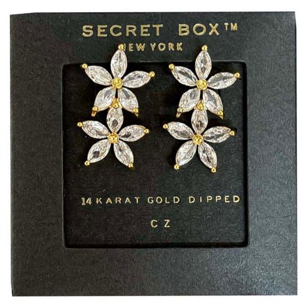 SECRET BOX 14K GOLD DIPPED DOUBLE FLOWER EARRING