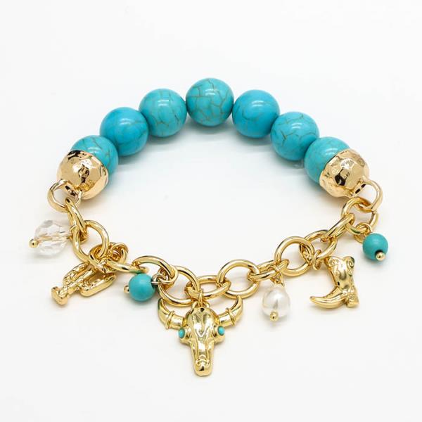 WESTERN CHARMS TURQUOISE BEAD BRACELET