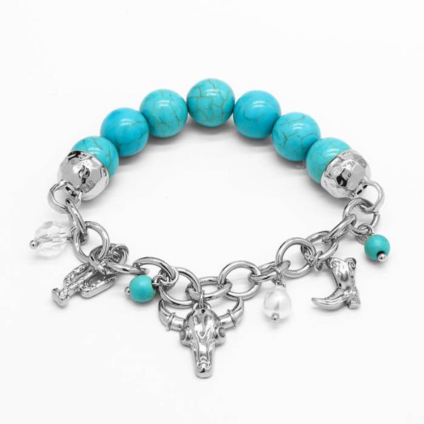 WESTERN CHARMS TURQUOISE BEAD BRACELET