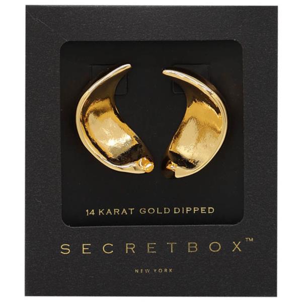 SECRET BOX 14K GOLD DIPPED CURVE METAL EARRING
