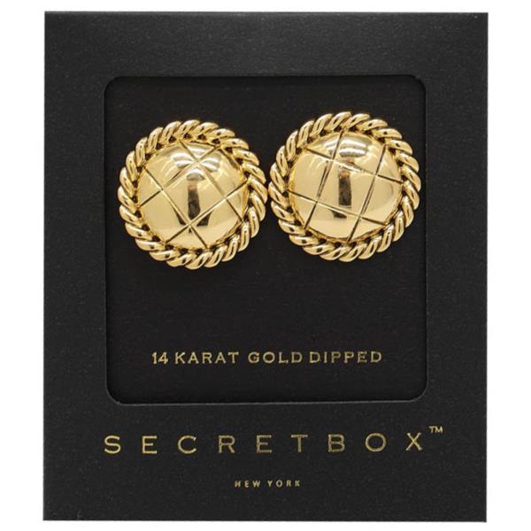 SECRET BOX 14K GOLD DIPPED DOME BUTTON EARRING