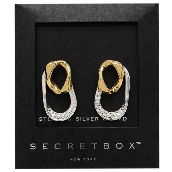 SECRET BOX 14K GOLD DIPPED TWO TONE METAL EARRING