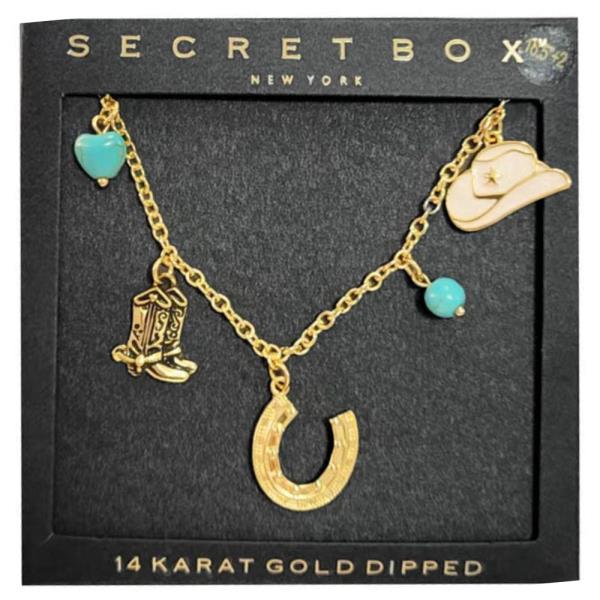 SECRET BOX 14K GOLD DIPPED WESTERN HORSESHOE CHARM NECKLACE