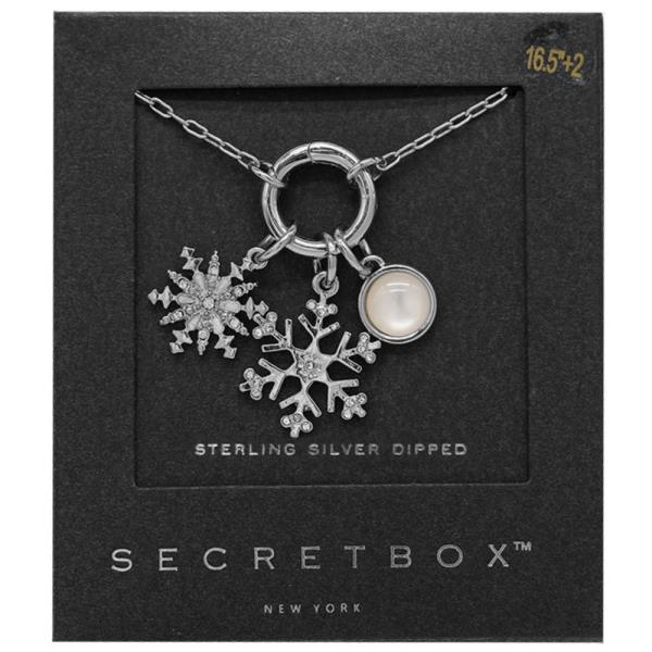 SECRET BOX 14K GOLD DIPPED SNOWFLAKE CHARMS NECKLACE