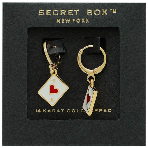 SECRET BOX 14K GOLD DIPPED CARD HUGGIE HOOP EARRING