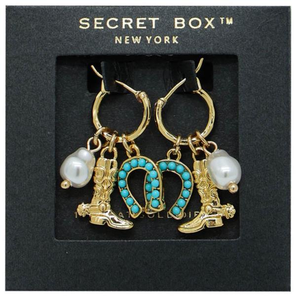 SECRET BOX WESTERN CHARMS HUGGIE HOOP EARRING