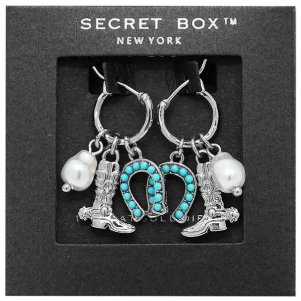 SECRET BOX WESTERN CHARMS HUGGIE HOOP EARRING