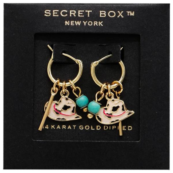 SECRET BOX 14K GOLD DIPPED WESTERN CHARMS HOOP EARRING