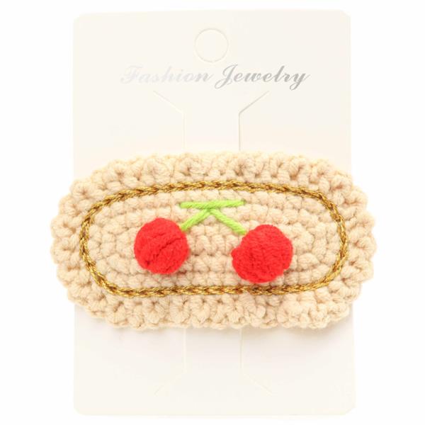 CHERRY CROCHET KNIT SNAP HAIR PIN