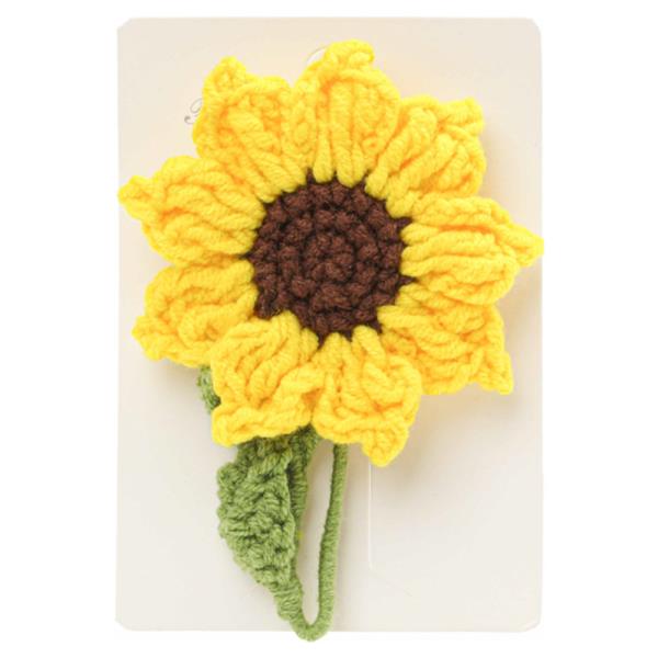 SUNFLOWER CROCHET KNIT SNAP HAIR PIN